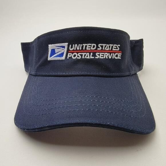 Postal Worker Mail Office Person Visor Cap Hat Navy Blue Embroidered Uniform 80s - Picture 2 of 4